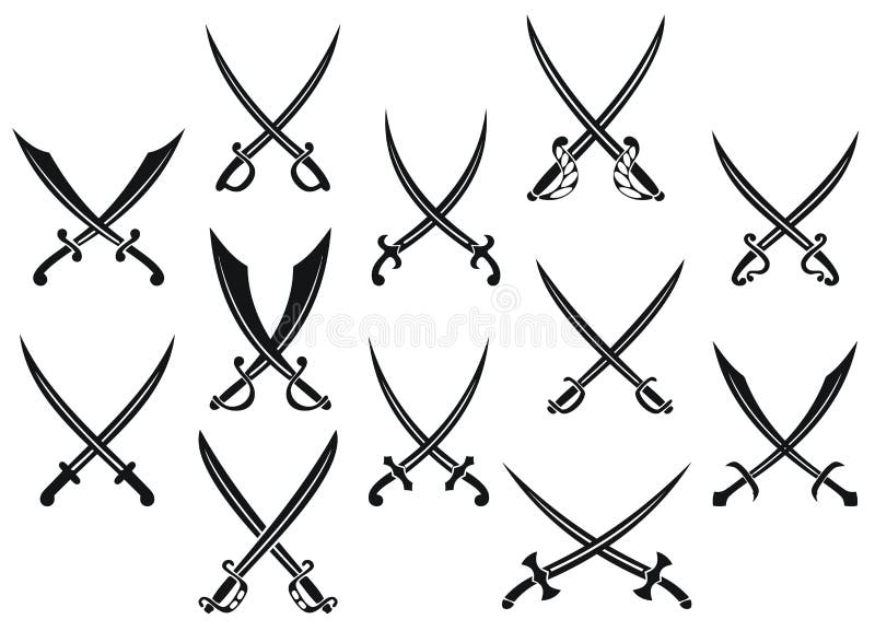Medieval swords and sabres set for heraldry design. Medieval swords and sabres set for heraldry design