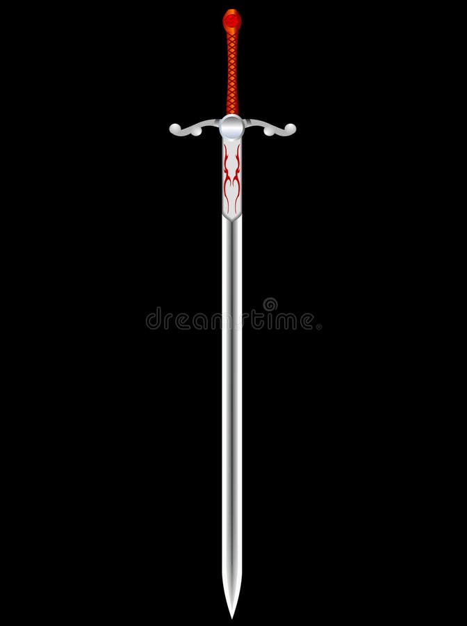 Steel sword of the knight on a black background - a vector. Steel sword of the knight on a black background - a vector