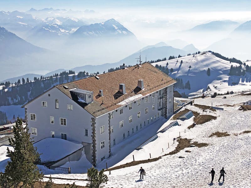 Ξενοδοχείο Rigi Kulm ή Berghotel Rigi Kulm βουνών στοκ εικόνα