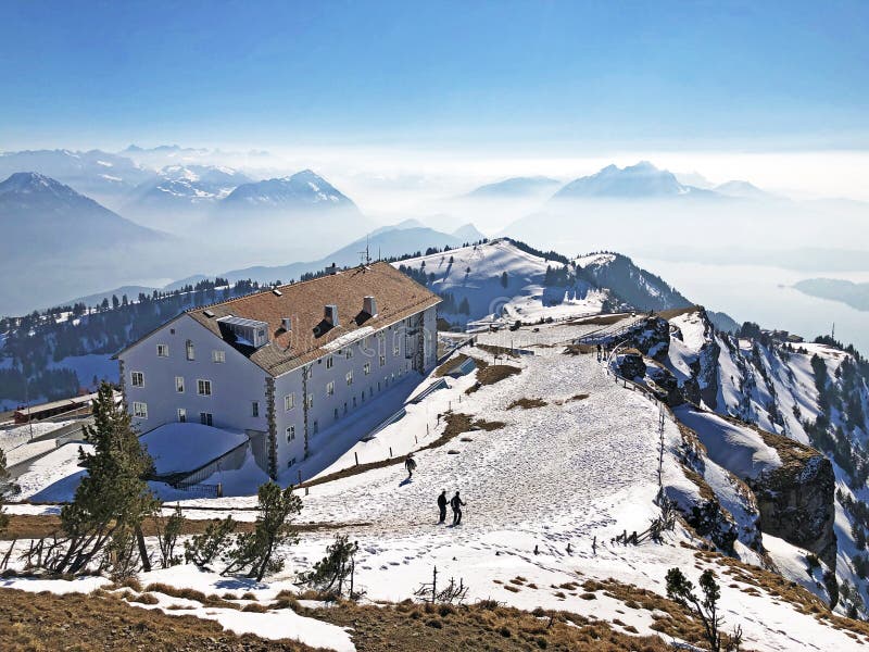 Ξενοδοχείο Rigi Kulm ή Berghotel Rigi Kulm βουνών στοκ εικόνα