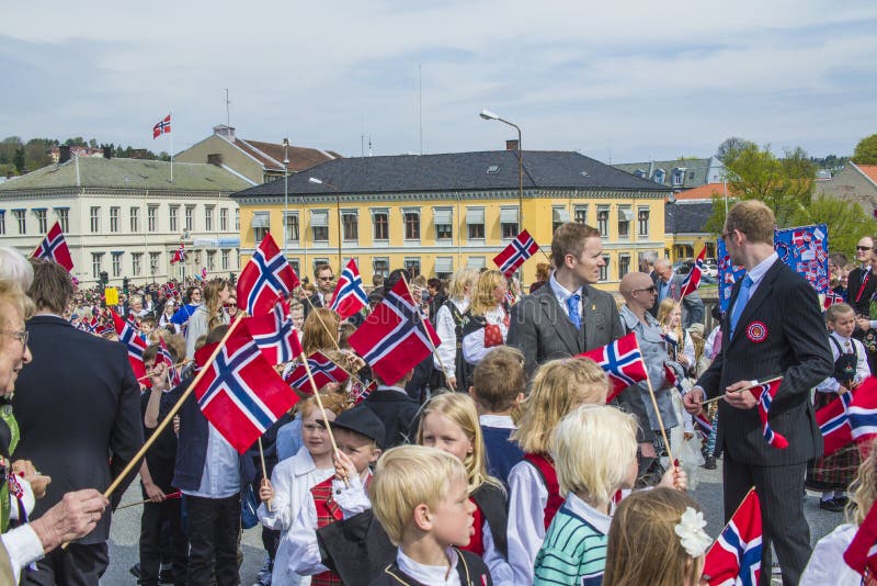 Norwegian Constitution Day is the National Day of Norway and is an official national holiday observed on May 17 each year. This day is also often called the Children's Day. The picture is shot in the center of Halden City. Norwegian Constitution Day is the National Day of Norway and is an official national holiday observed on May 17 each year. This day is also often called the Children's Day. The picture is shot in the center of Halden City.