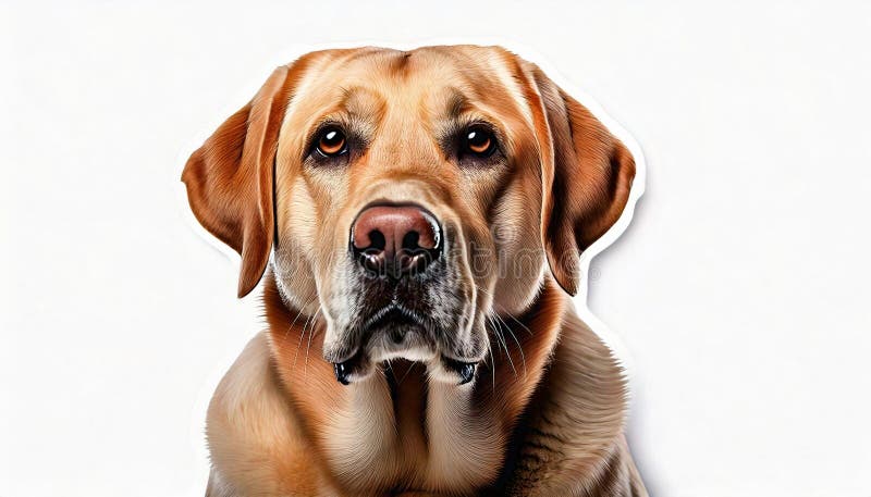 Ο ανάδοχος του Labrador κοιτάζει μπροστά με μια ήρεμη έκφραση σε στούντιο διανυσματική απεικόνιση