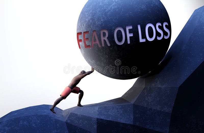 ο φόβος της απώλειας είναι ένα πρόβλημα που κάνει τη ζωή πιο δύσκολη συμβολισμένη από ένα άτομο που πιέζει το βάρος με λέξεις φόβο