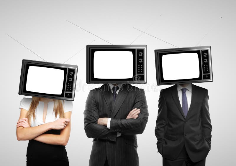 Άνθρωποι με το κεφάλι TV στοκ εικόνες με δικαίωμα ελεύθερης χρήσης Άνθρωποι με το κεφάλι TV στοκ εικόνες με δικαίωμα ελεύθερης χρήσης