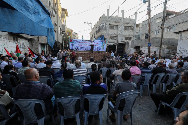 The national and Islamic forces of the Palestinian factions organize a popular conference to reject and drop the framework agreement between `UNRWA` and the United States of America, in the Shaboura refugee camp in the city of Rafah in the southern Gaza Strip, on October 18, 2021. The national and Islamic forces of the Palestinian factions organize a popular conference to reject and drop the framework agreement between `UNRWA` and the United States of America, in the Shaboura refugee camp in the city of Rafah in the southern Gaza Strip, on October 18, 2021.