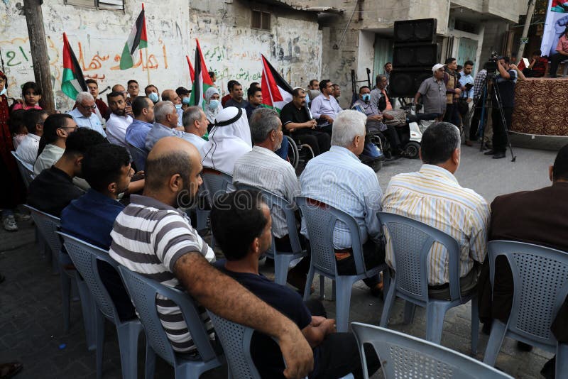 The national and Islamic forces of the Palestinian factions organize a popular conference to reject and drop the framework agreement between `UNRWA` and the United States of America, in the Shaboura refugee camp in the city of Rafah in the southern Gaza Strip, on October 18, 2021. The national and Islamic forces of the Palestinian factions organize a popular conference to reject and drop the framework agreement between `UNRWA` and the United States of America, in the Shaboura refugee camp in the city of Rafah in the southern Gaza Strip, on October 18, 2021.