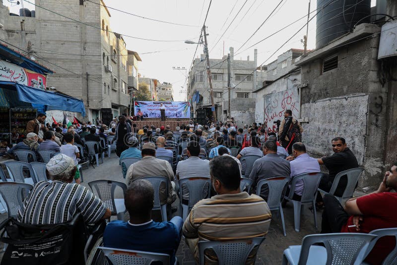 The national and Islamic forces of the Palestinian factions organize a popular conference to reject and drop the framework agreement between `UNRWA` and the United States of America, in the Shaboura refugee camp in the city of Rafah in the southern Gaza Strip, on October 18, 2021. The national and Islamic forces of the Palestinian factions organize a popular conference to reject and drop the framework agreement between `UNRWA` and the United States of America, in the Shaboura refugee camp in the city of Rafah in the southern Gaza Strip, on October 18, 2021.