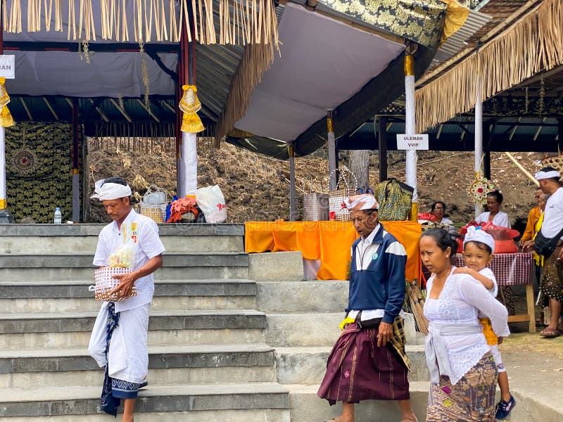 Local Balinese Hindus performing worship at the temple are in the Kintamani area, Bali, Indonesia - 29 September 2023 Dewata Island. Local Balinese Hindus performing worship at the temple are in the Kintamani area, Bali, Indonesia - 29 September 2023 Dewata Island