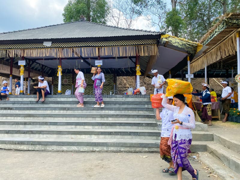 Local Balinese Hindus performing worship at the temple are in the Kintamani area, Bali, Indonesia - 29 September 2023 Dewata Island. Local Balinese Hindus performing worship at the temple are in the Kintamani area, Bali, Indonesia - 29 September 2023 Dewata Island