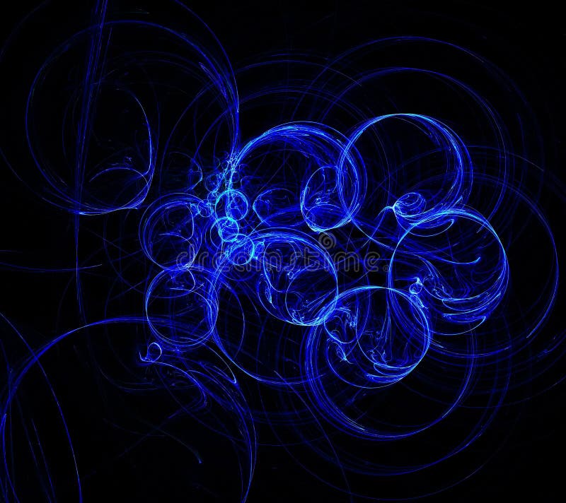 Οι όμορφοι fractal μπλε κύκλοι σε ένα μαύρο υπόβαθρο είναι προστιθέμενο τ διανυσματική απεικόνιση Οι όμορφοι fractal μπλε κύκλοι σε ένα μαύρο υπόβαθρο είναι προστιθέμενο τ διανυσματική απεικόνιση