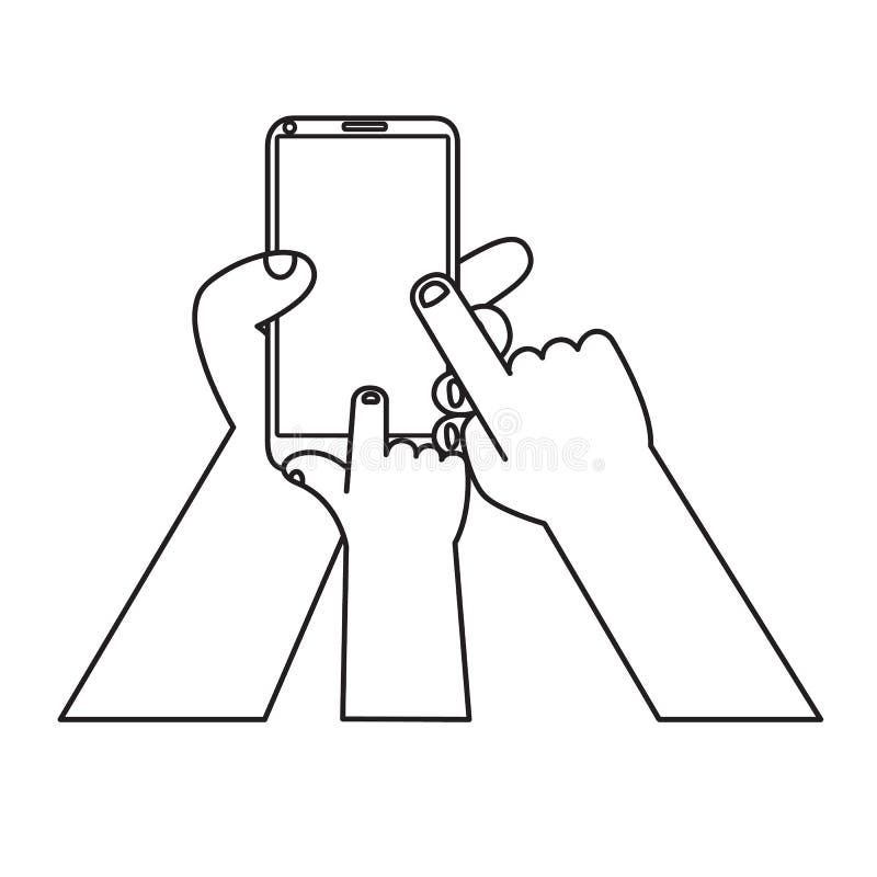 οικογενειακά χέρια με χρήση smartphone στο κοινωνικό δίκτυο διανυσματική απεικόνιση