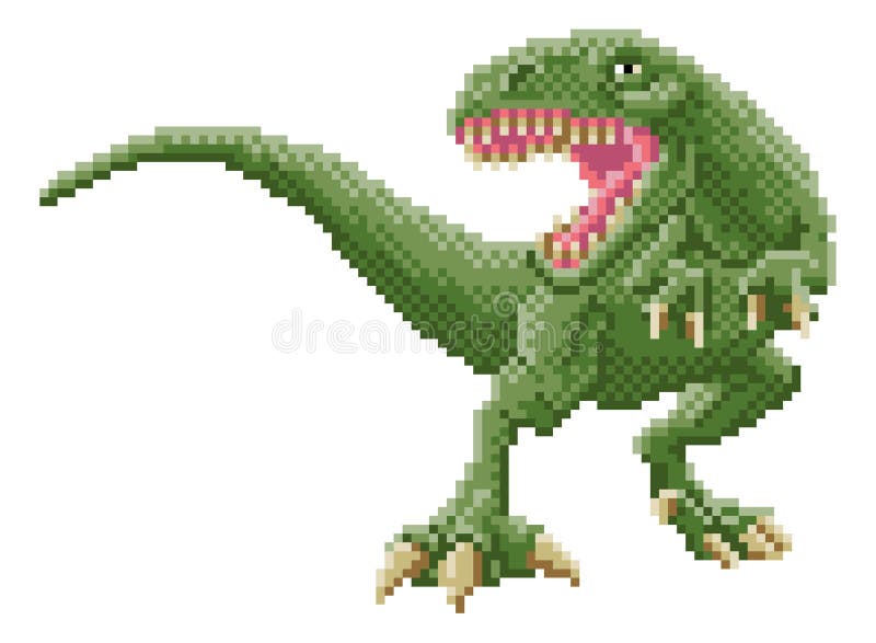 A dinosaur trex 8 bit pixel art video arcade game cartoon character. A dinosaur trex 8 bit pixel art video arcade game cartoon character