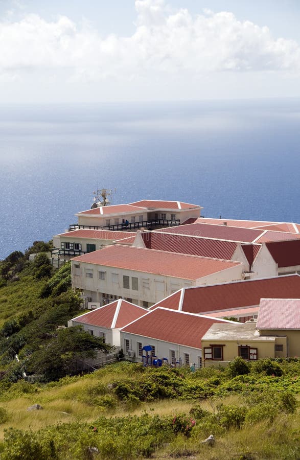 Village typical architecture on cliff over Caribbean Sea on The Road Saba Dutch Netherlands Antilles. Village typical architecture on cliff over Caribbean Sea on The Road Saba Dutch Netherlands Antilles