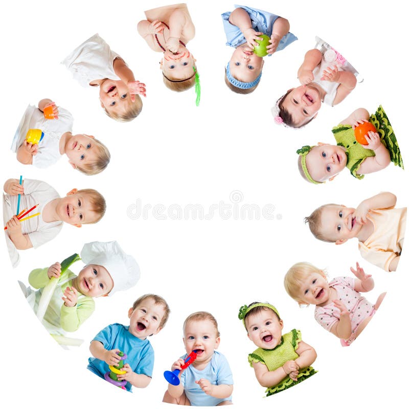 Ομάδα χαμογελώντας παιδιών μωρών παιδιών