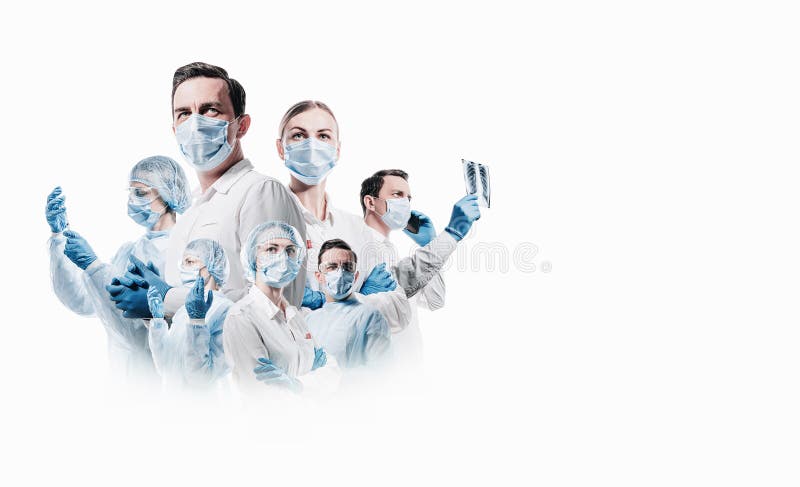 Team of medical professionals on a white background. Team of medical professionals on a white background.