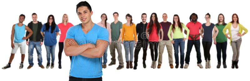 Ομάδα ομάδας φίλων νέων με τα διασχισμένα όπλα που απομονώνεται επάνω στοκ εικόνα Ομάδα ομάδας φίλων νέων με τα διασχισμένα όπλα που απομονώνεται επάνω στοκ εικόνα