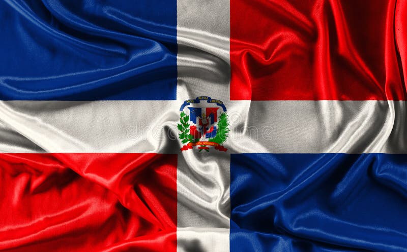 Flag of Dominican Republic waving fabric background, wallpapers, close-up. Flag of Dominican Republic waving fabric background, wallpapers, close-up