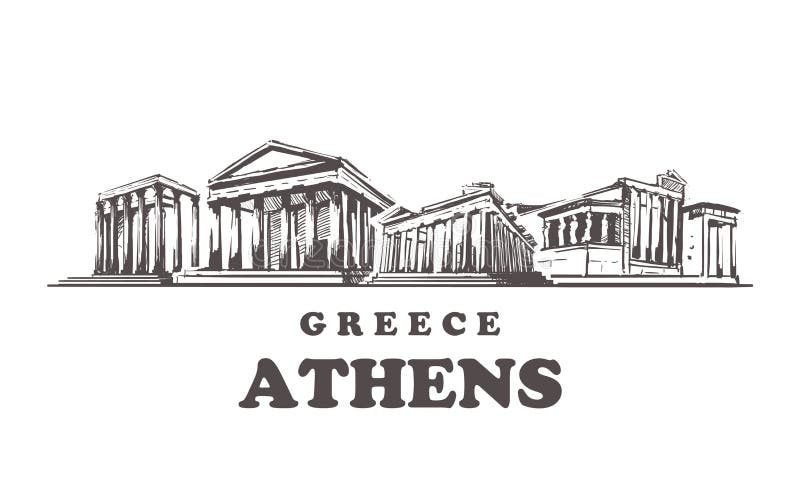 Ορίζοντας σκίτσων της Αθήνας Συρμένη χέρι διανυσματική απεικόνιση της Ελλάδας, Αθήνα διανυσματική απεικόνιση Ορίζοντας σκίτσων της Αθήνας Συρμένη χέρι διανυσματική απεικόνιση της Ελλάδας, Αθήνα διανυσματική απεικόνιση