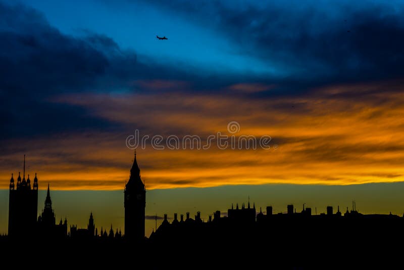 A picture taken from the Millennium Bridge at sunset looking across the Thames at the London skyline. A picture taken from the Millennium Bridge at sunset looking across the Thames at the London skyline