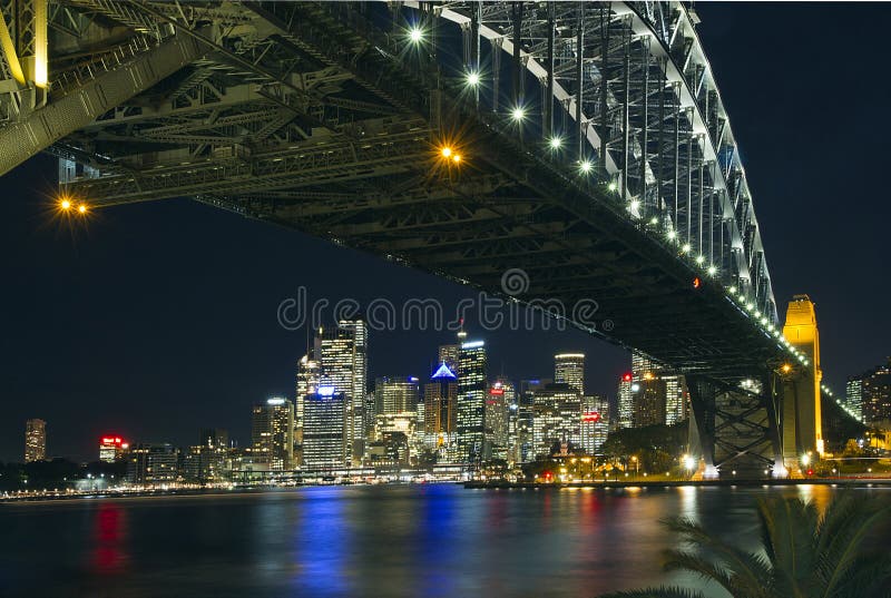 Sydney skyline and Harbour Bridge at night. Sydney skyline and Harbour Bridge at night