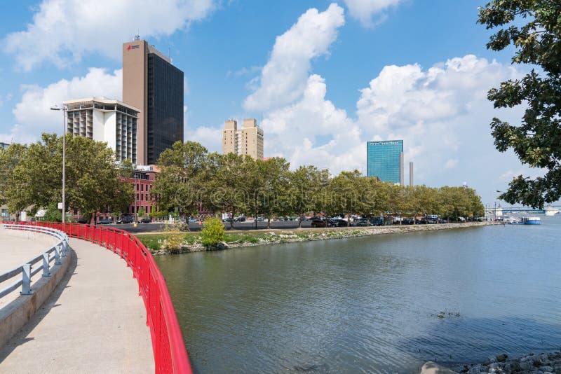 Toledo, OH - September 21, 2019: Skyline of Toledo, Ohio along the Maumee River. Toledo, OH - September 21, 2019: Skyline of Toledo, Ohio along the Maumee River