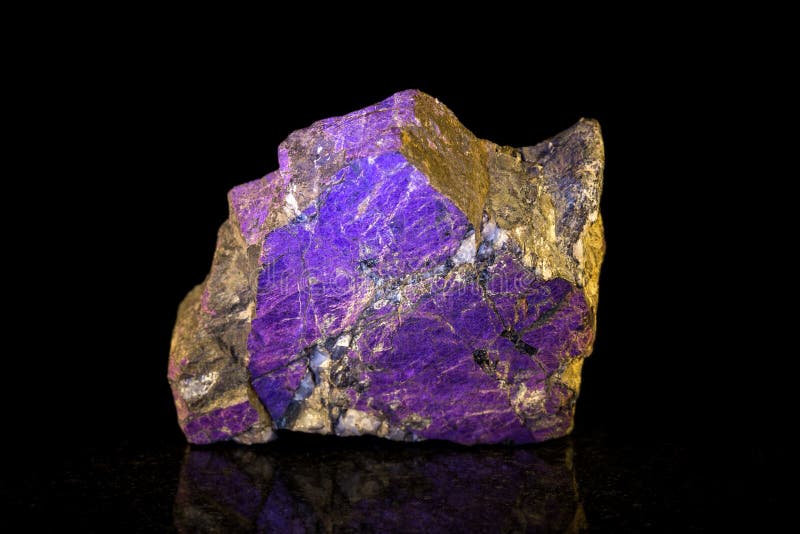 Ορυκτή πέτρα Purpurite μπροστά από το Μαύρο