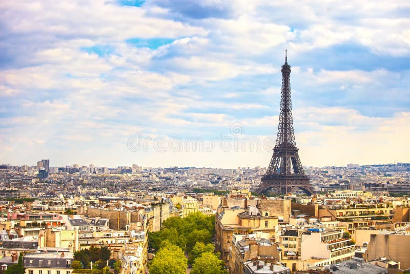 Ορόσημο πύργων του Άιφελ, άποψη από Arc de Triomphe Γαλλία Παρίσι