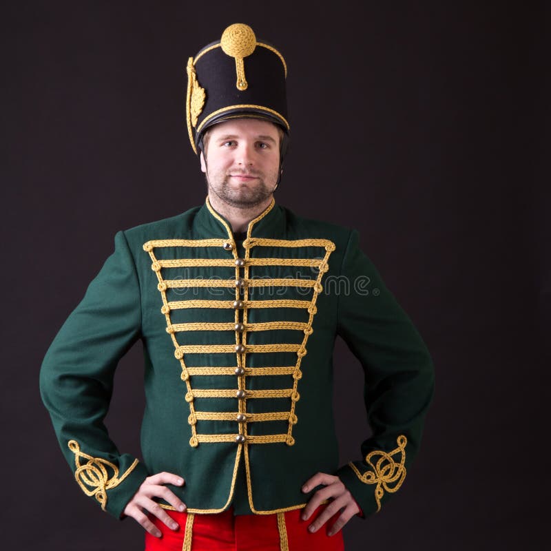 Hungarian hussar posing in studio. Hungarian hussar posing in studio