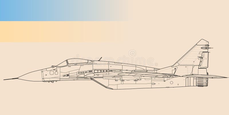 ουκρανική πολεμική αεροπορία mig29 μαχητικό τζετ. πρότυπο αφίσας σύγχρονου μαχητικού αεροσκάφους. απεικόνιση αποθεμάτων