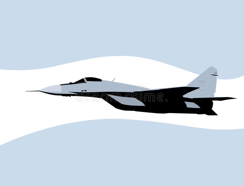ουκρανική πολεμική αεροπορία mig29. πρότυπο αφίσας σύγχρονου μαχητικού αεροσκάφους. απεικόνιση αποθεμάτων