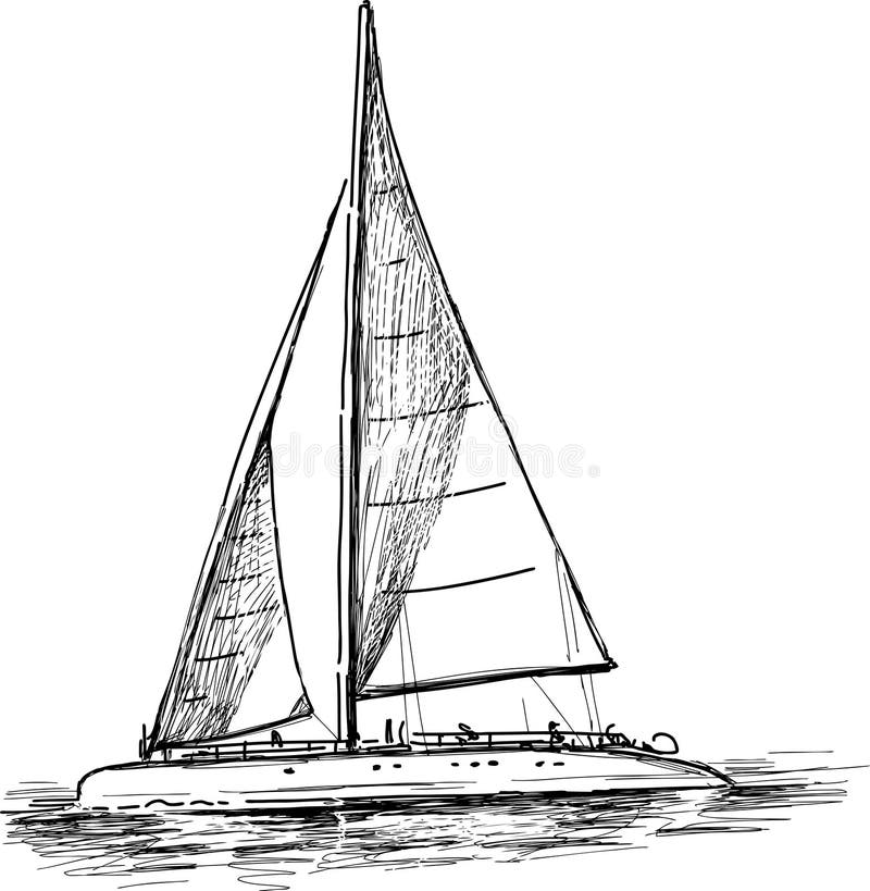 Vector drawing of the sailing boat. Vector drawing of the sailing boat.