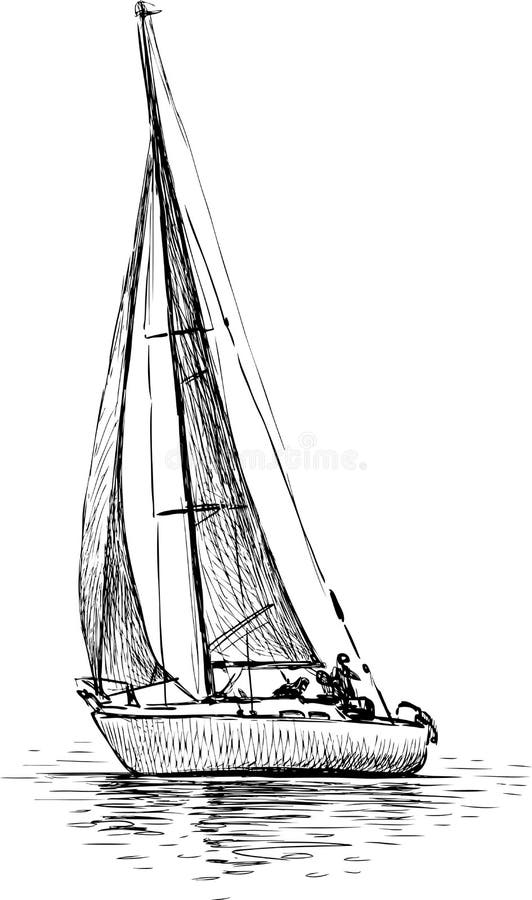 Vector drawing of a sailing boat. Vector drawing of a sailing boat.