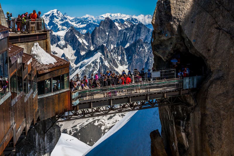 Πλατφόρμα Aiguille du Midi, 2 τον Αύγουστο του 2013 Γαλλία, Ευρώπη στοκ εικόνες