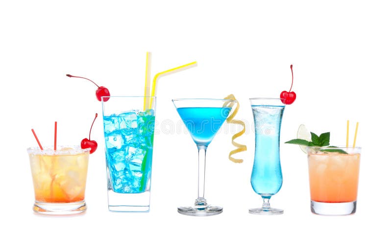 Πέντε κοκτέιλ με martini κοκτέιλ της Μαργαρίτα οινοπνεύματος το μπλε hawa στοκ φωτογραφίες με δικαίωμα ελεύθερης χρήσης Πέντε κοκτέιλ με martini κοκτέιλ της Μαργαρίτα οινοπνεύματος το μπλε hawa στοκ φωτογραφίες με δικαίωμα ελεύθερης χρήσης
