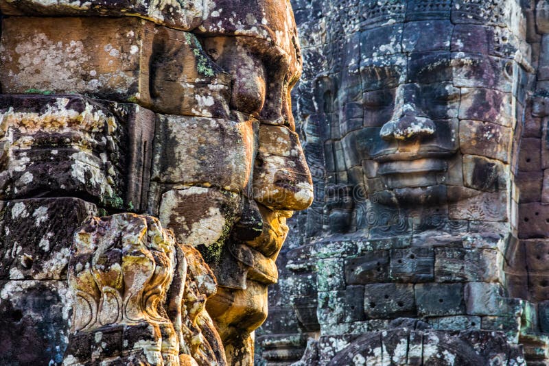 Πέτρινοι τοιχογραφίες και ναός Angkor Thom Bayon αγαλμάτων Angkor Wat στοκ εικόνα Πέτρινοι τοιχογραφίες και ναός Angkor Thom Bayon αγαλμάτων Angkor Wat στοκ εικόνα