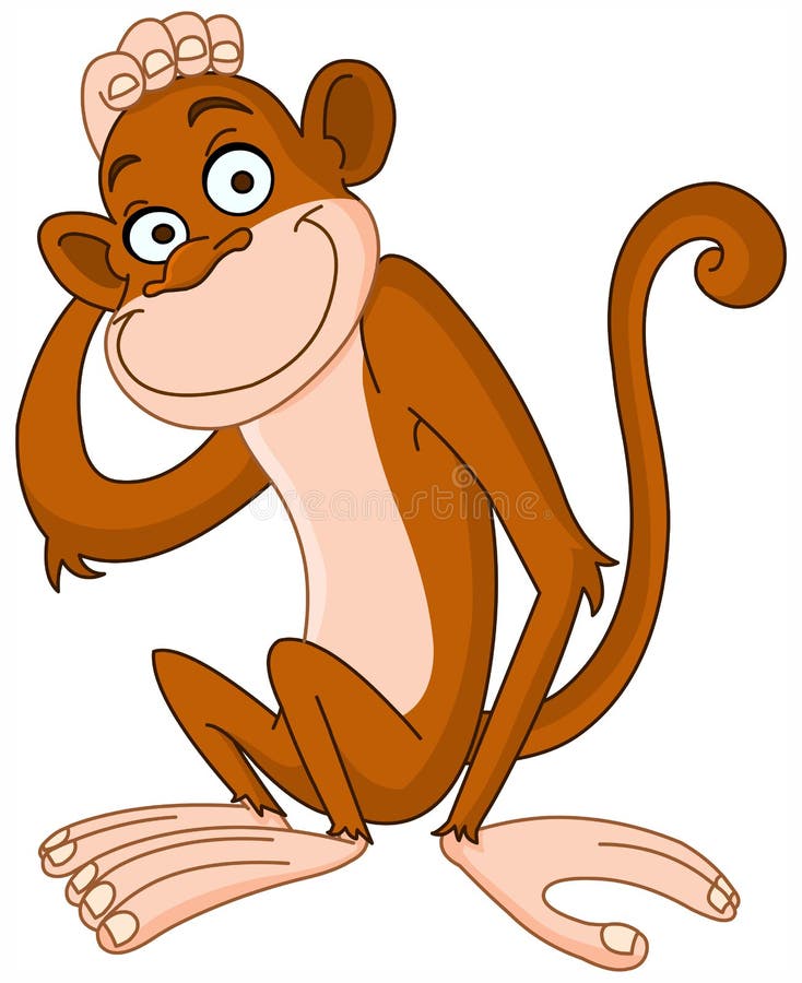 Smiley monkey scratching his head. Smiley monkey scratching his head