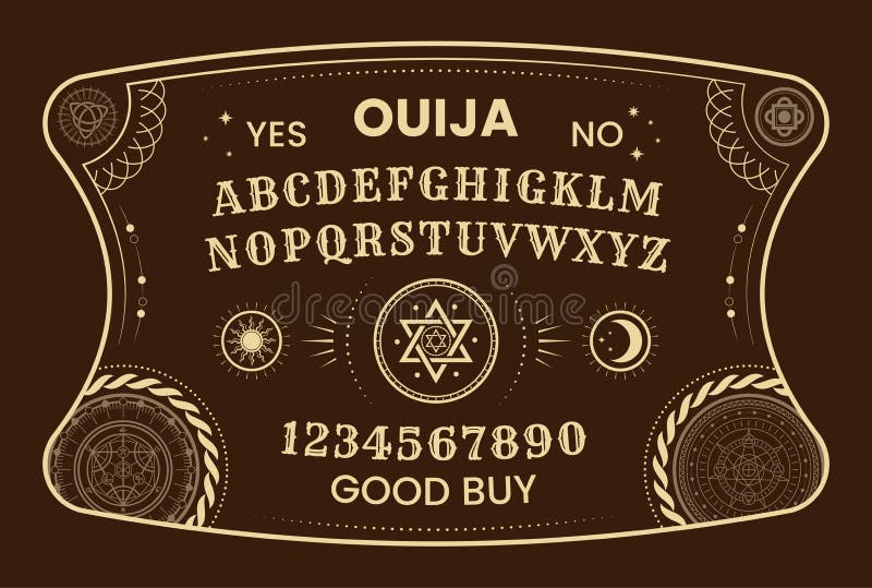 πίνακας pentagram του ouija. παράδοση στις απόκριες. σύνδεση με το θάνατο. χέρι και καρδιά. αριθμοί και αλφάβητο. ήλιος και αστέρι απεικόνιση αποθεμάτων