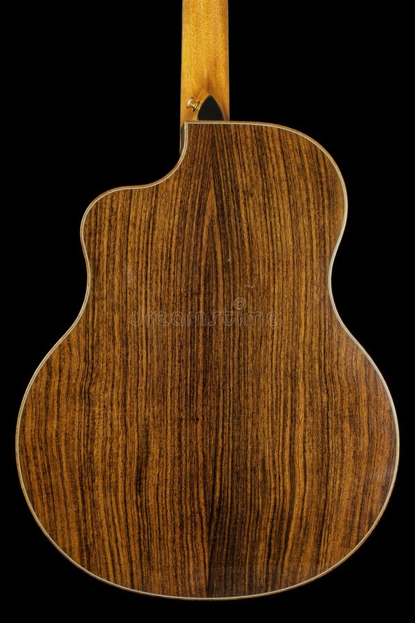 Here is the back and neck joint of a rosewood body acoustic guitar with an east indian rosewood back, koa bindings, and mahogany neck. Here is the back and neck joint of a rosewood body acoustic guitar with an east indian rosewood back, koa bindings, and mahogany neck