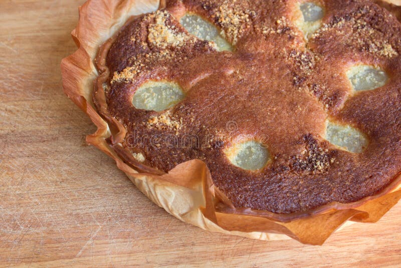 Traditional french Bourdaloue pie: a pie with almond marzipan cream and pears. Traditional french Bourdaloue pie: a pie with almond marzipan cream and pears.