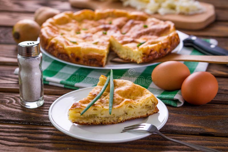 Πίτα λάχανων με το κρεμμύδι στοκ φωτογραφία