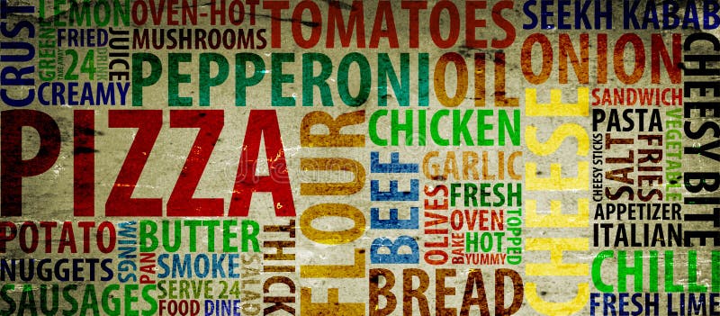 Pizza typography with style and images. Pizza typography with style and images