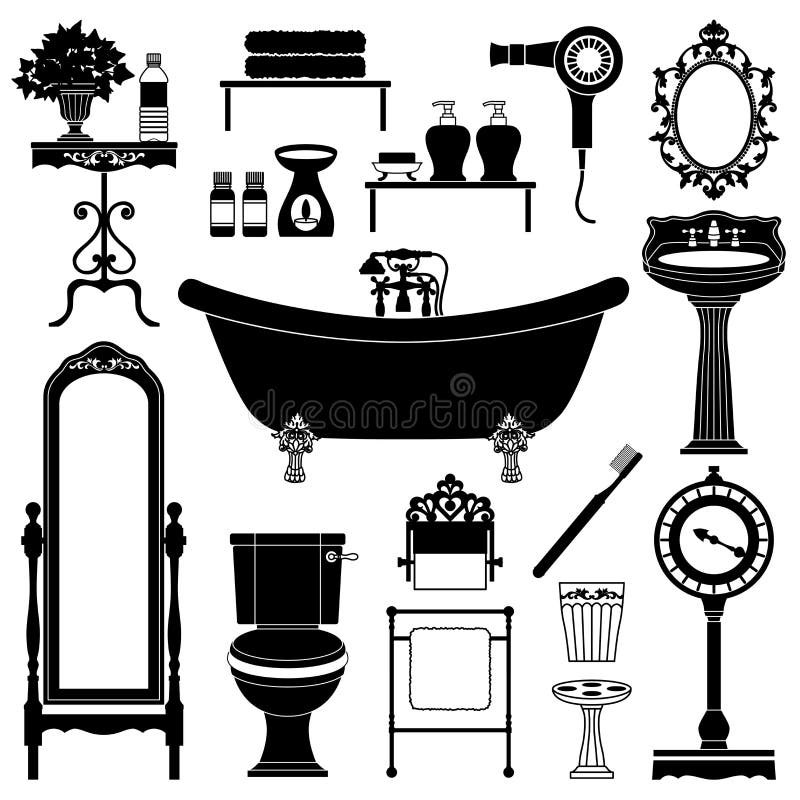 Set of antique furniture illustrations. Set of antique furniture illustrations.