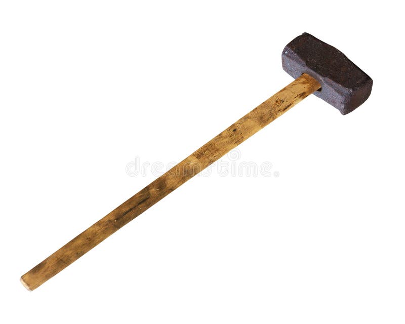 Old big hammer isolated on white. Old big hammer isolated on white