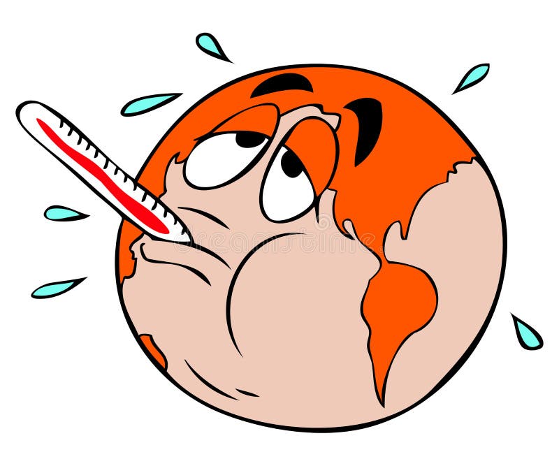 Cartoon Illustration of the earth threatened by global warming. Cartoon Illustration of the earth threatened by global warming.