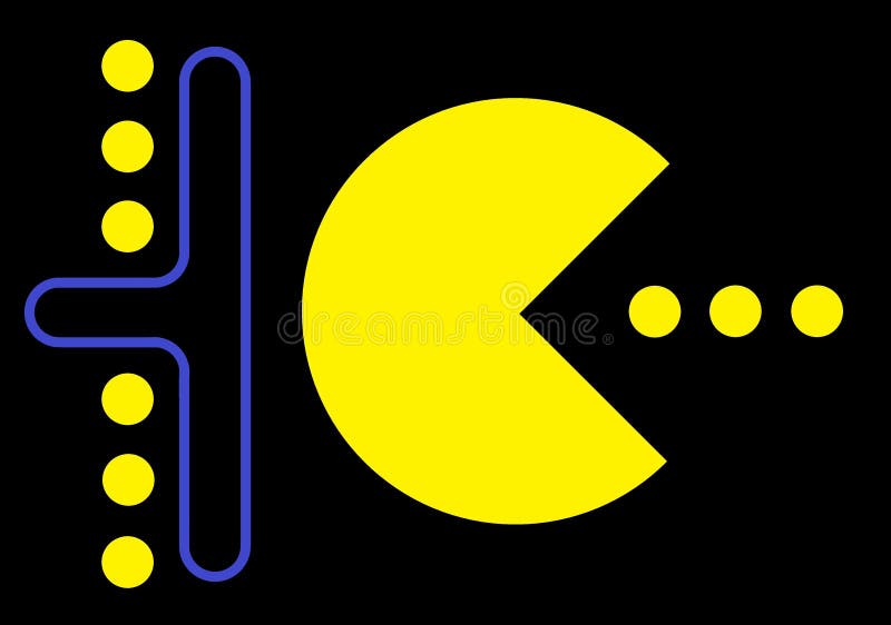 Icons Pacman game in action. Icons Pacman game in action