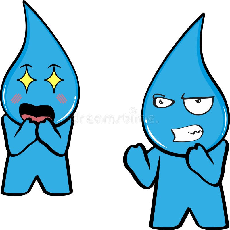 πακέτο χαρούμενων κινούμενων σχεδίων waterdrop kawaii ελεύθερη απεικόνιση δικαιώματος