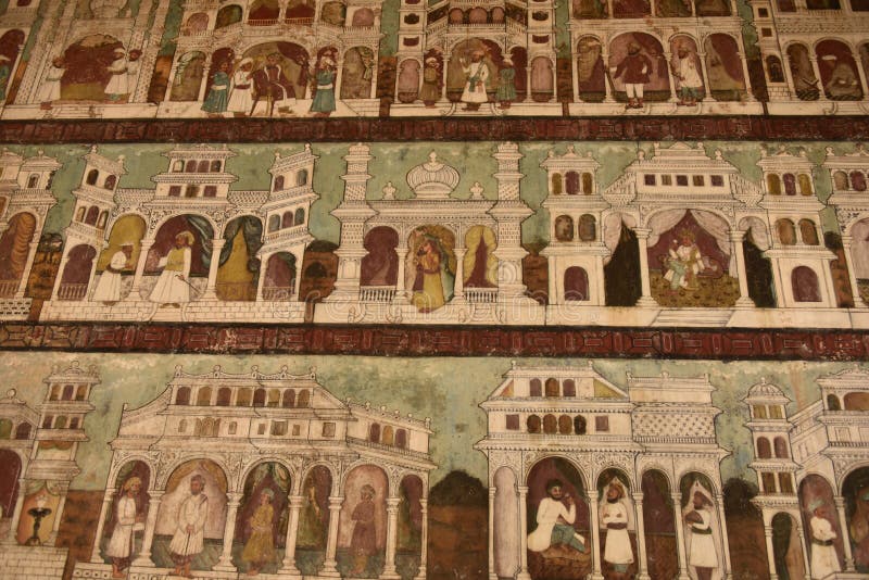 Daria Daulat Bagh palace paintings view, Srirangapatna, Karnataka, India. Daria Daulat Bagh palace paintings view, Srirangapatna, Karnataka, India