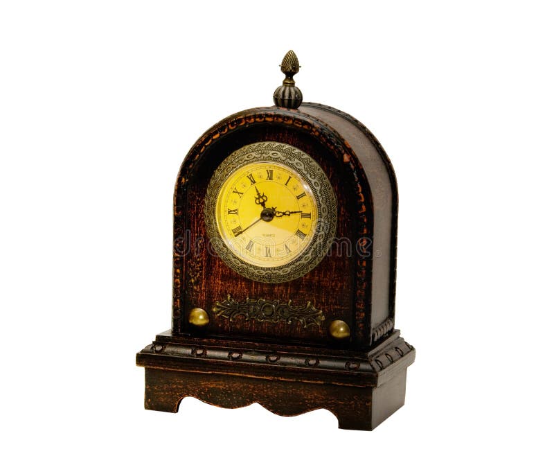 Photo of isolated antique clock. Photo of isolated antique clock