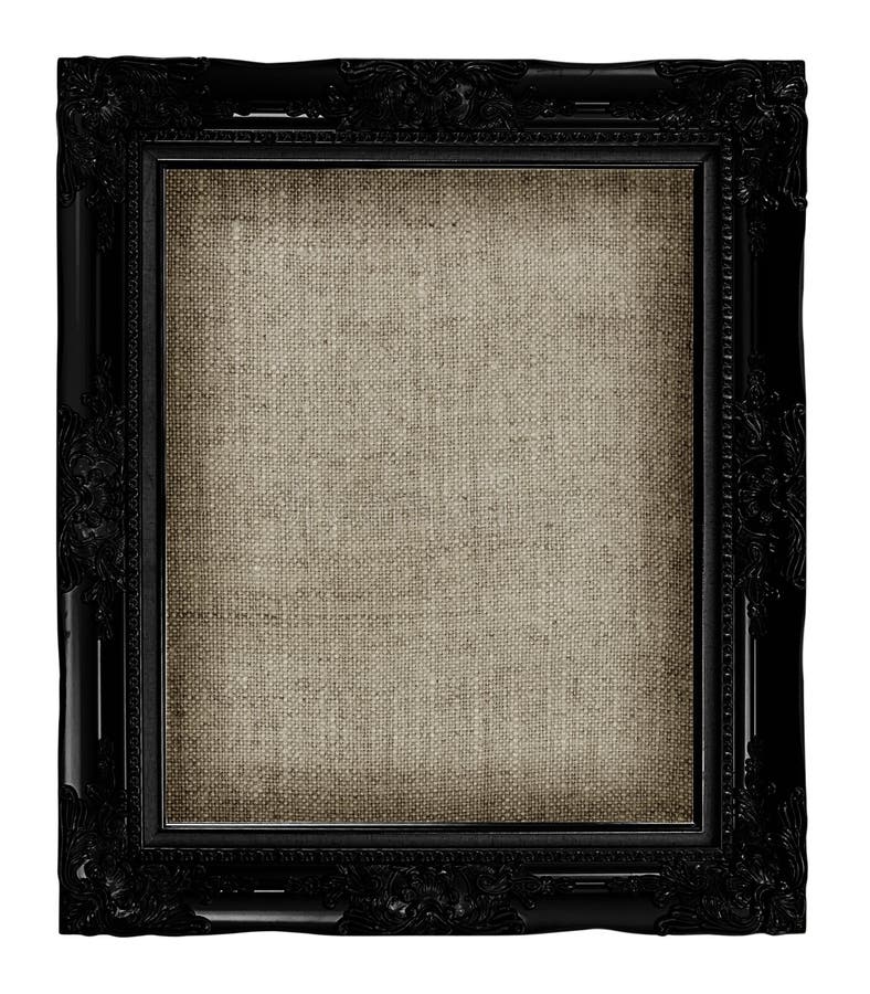 Παλιό μαύρο πλαίσιο με άδειο καμβά grunge linen για την εικόνα, τη φωτογραφία, την εικόνα σας όμορφο φόντο στοκ εικόνες με δικαίωμα ελεύθερης χρήσης