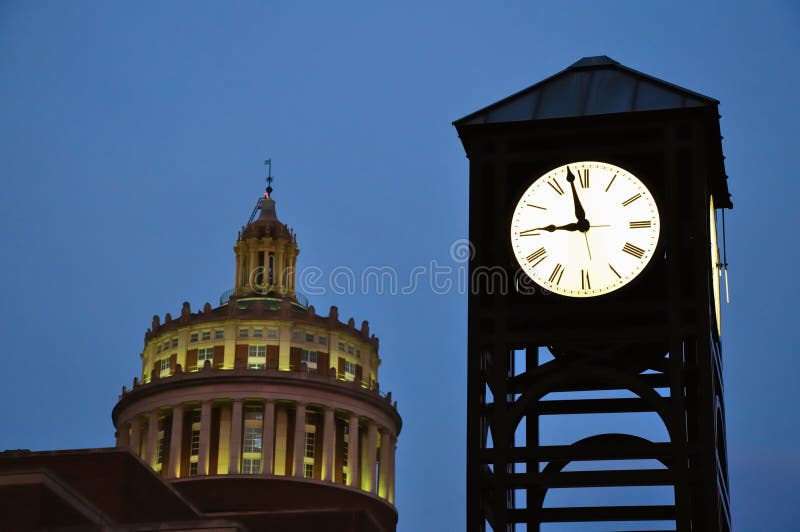 University of Rochester clock tower and Rush Rhees Library. University of Rochester clock tower and Rush Rhees Library